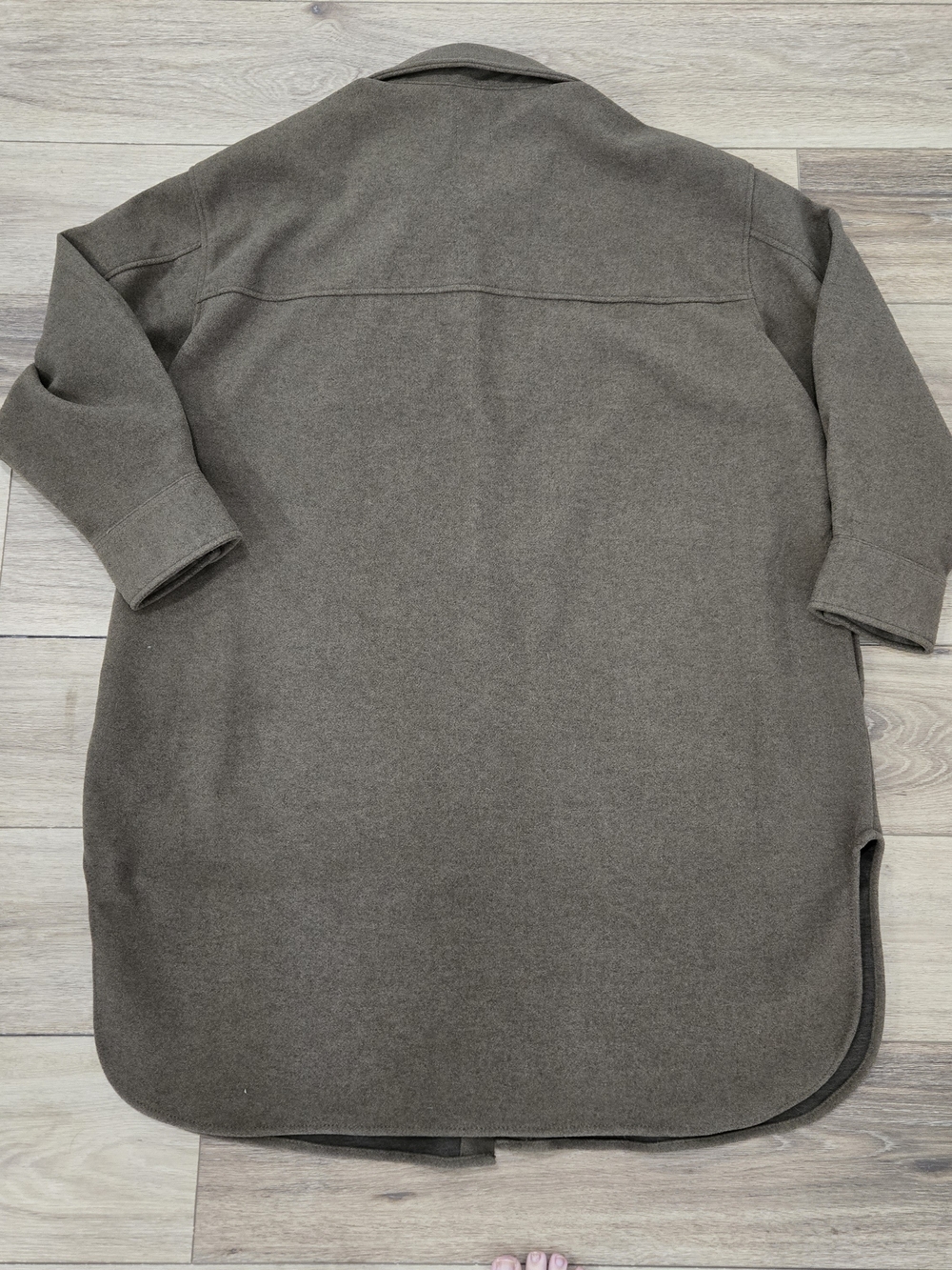 H&M Oversized Longline Shacket Shirt Jacket Brown Olive Wood Size XL - Picture 11 of 16